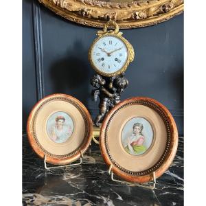 Pair Of Napoleon III Engravings Decorated With Romantic Scenes - XIXth