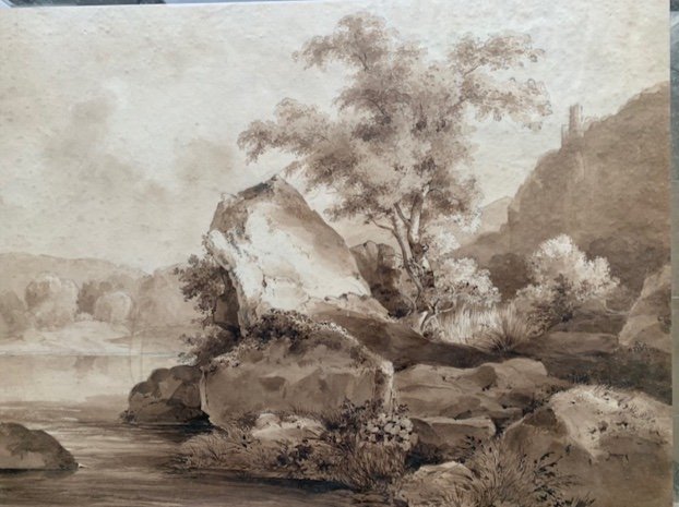 Paysage 19eme Aquarelle -photo-2