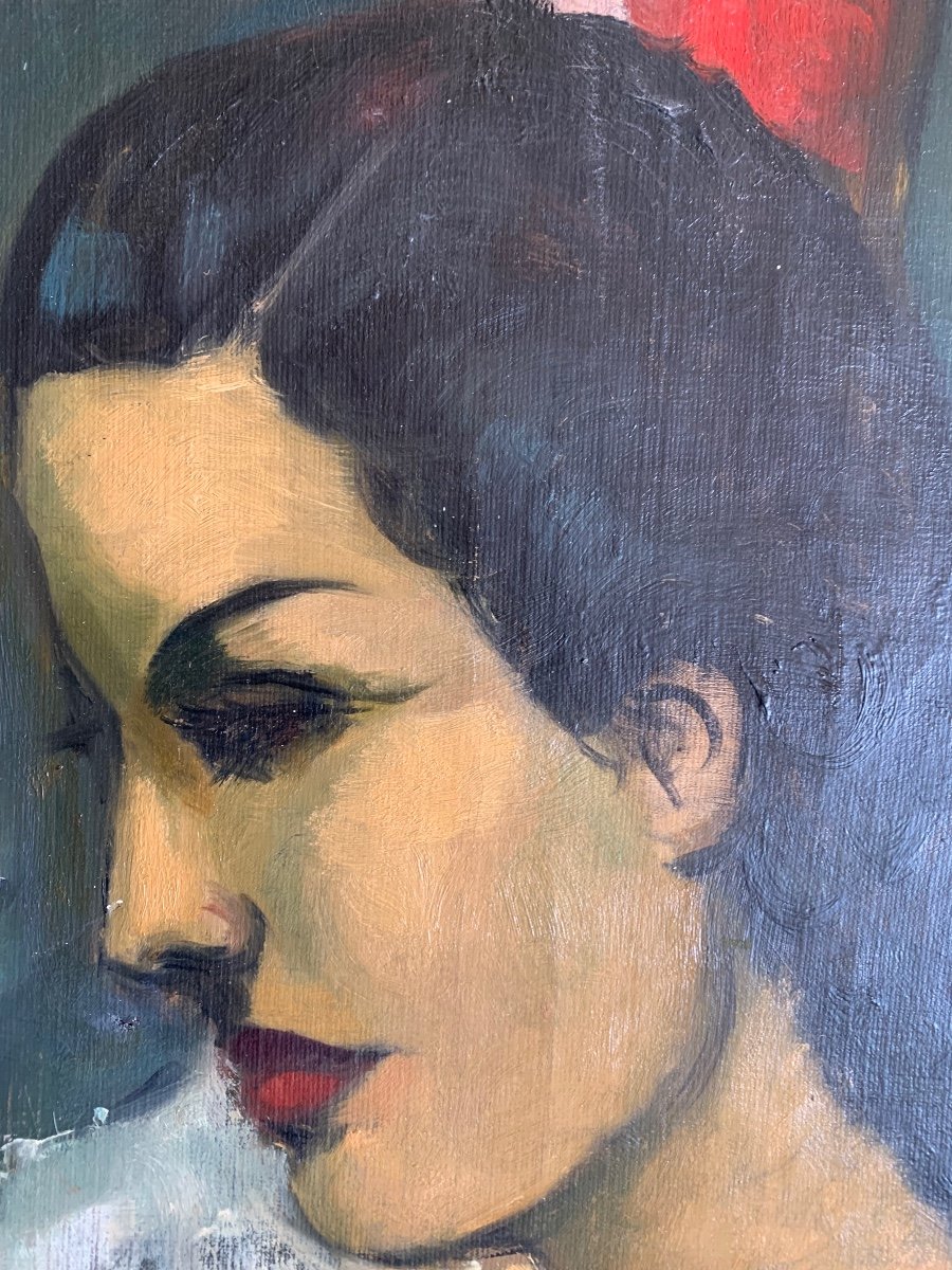 L’espagnole Par José Palmeiro école De Paris époque art déco -photo-2
