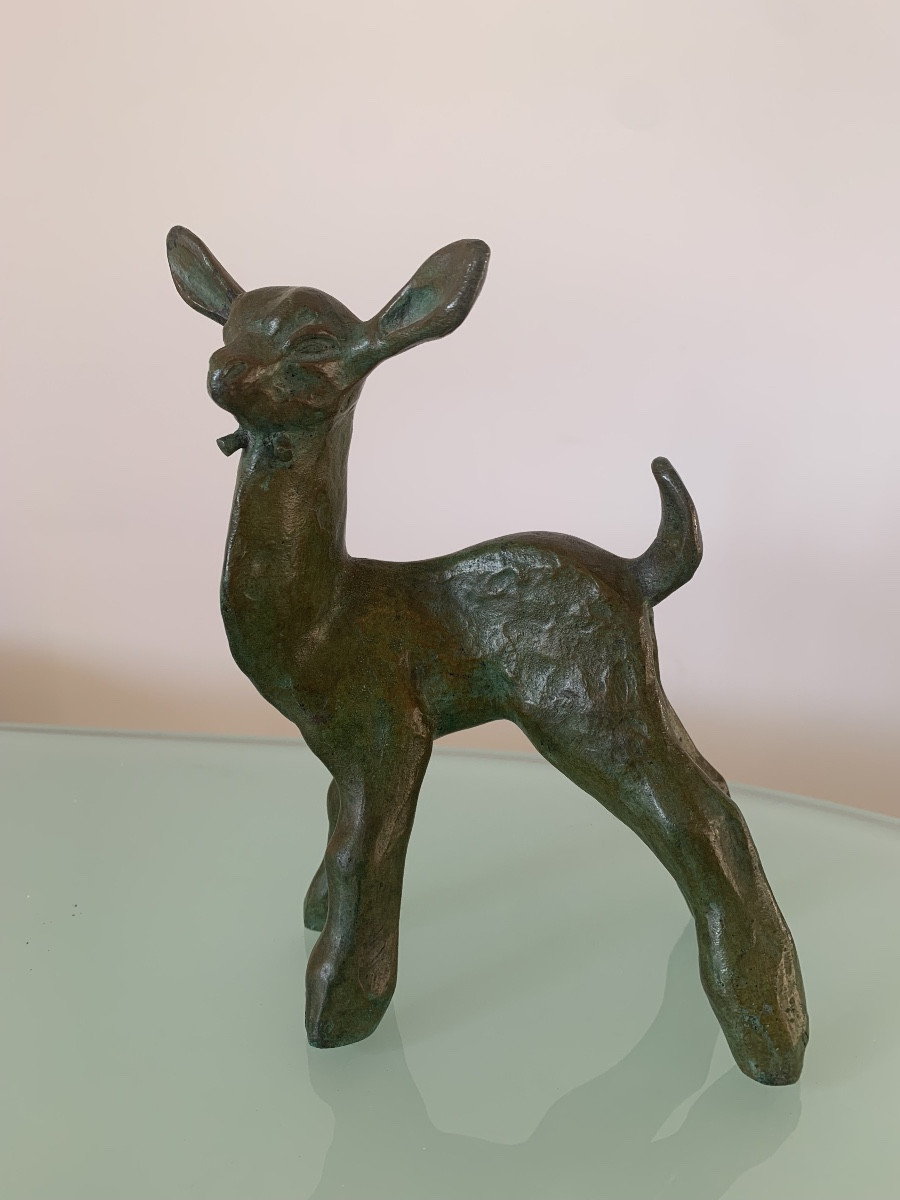 Raoh Schorr (1901-1991) Fawn In Bronze-photo-2