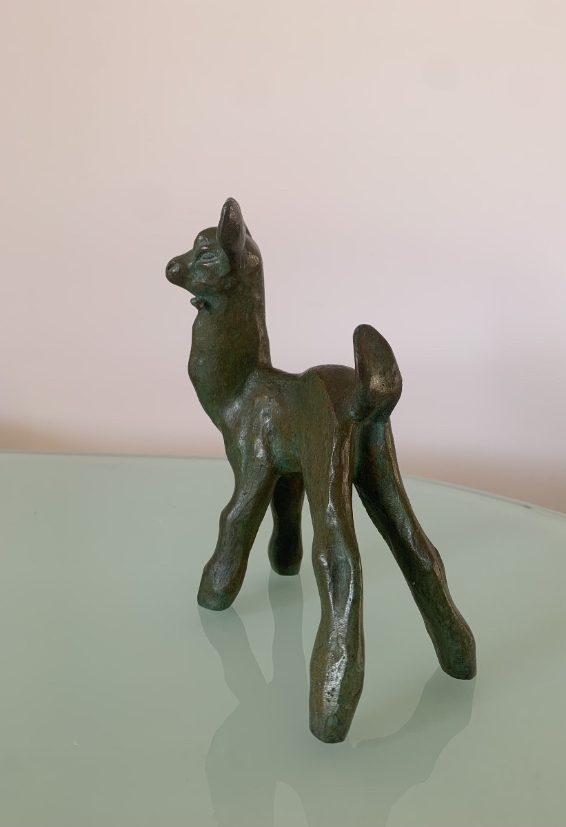 Raoh Schorr (1901-1991) Fawn In Bronze-photo-2