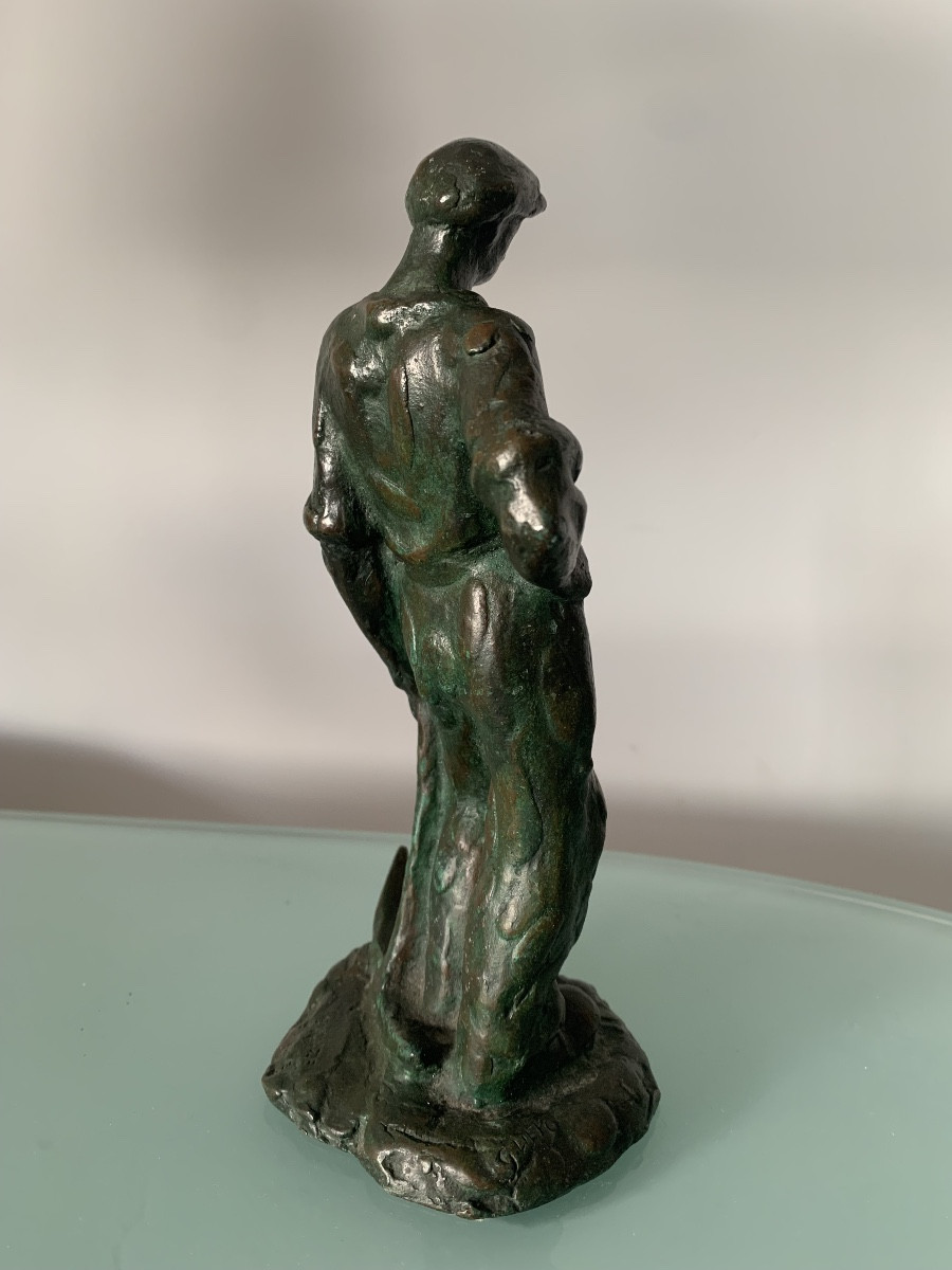 Guero, Art Deco Bronze Sculpture Of A Man Signed 1930 Lost Wax -photo-2