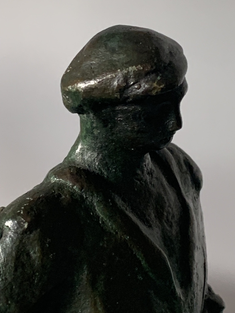 Guero, Art Deco Bronze Sculpture Of A Man Signed 1930 Lost Wax -photo-6