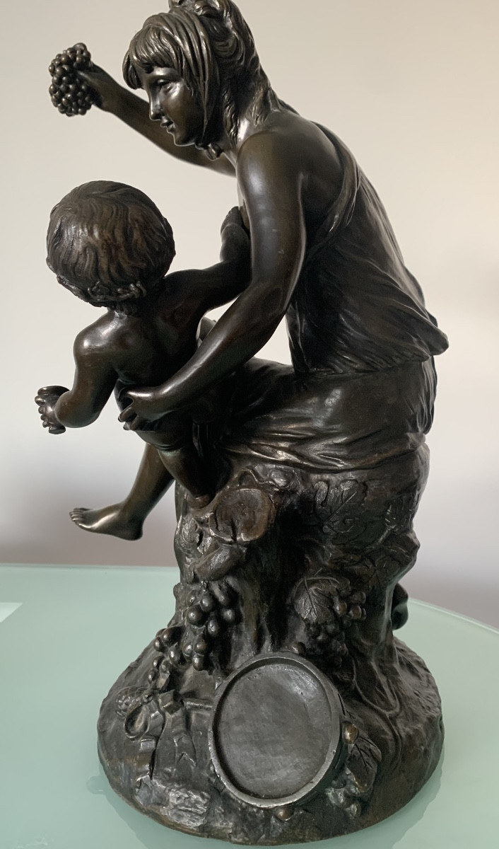 Bronze Nymph Of Nisa With Bacchus After Clodion-photo-2