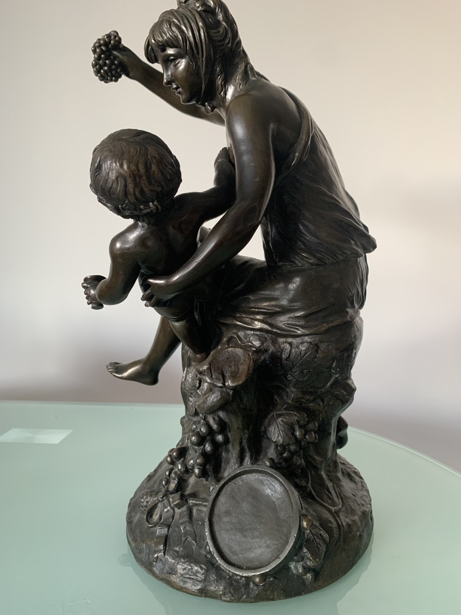 Bronze Nymph Of Nisa With Bacchus After Clodion-photo-3