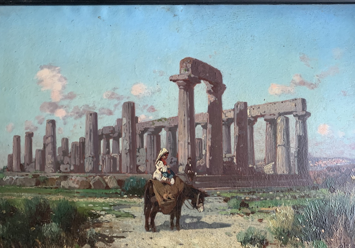 19th Century School View Of Agrigento-photo-3