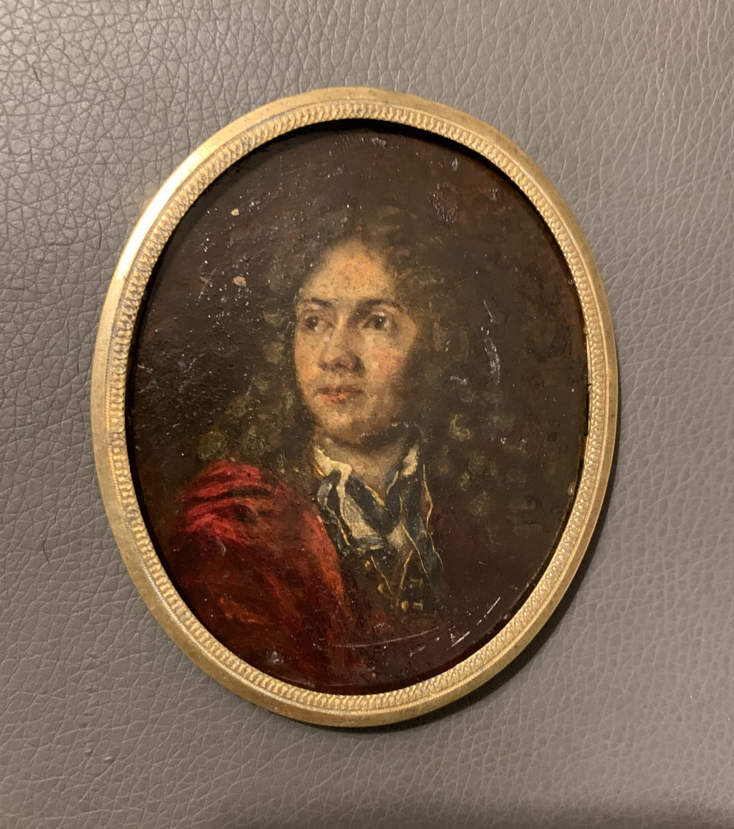Portrait miniature sur cuivre de gentilhomme 18éme