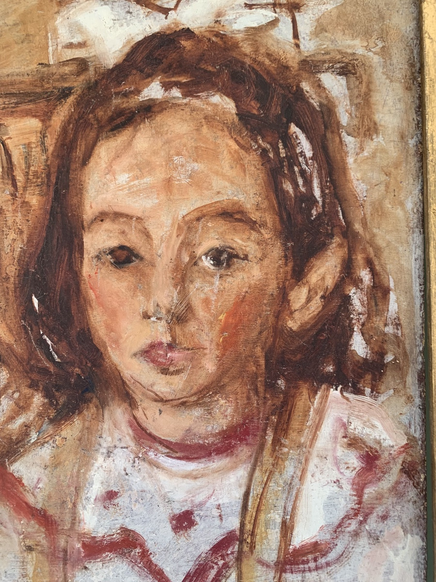 School Of Paris Portrait Of A Young Girl By Isaac Dobrinsky-photo-2
