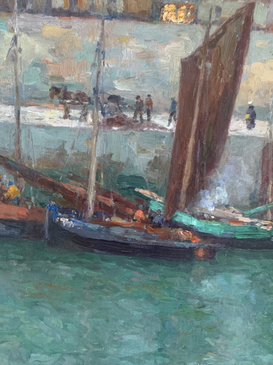 Le port de Calais 1923 par par Oswald Poreau grand format -photo-2