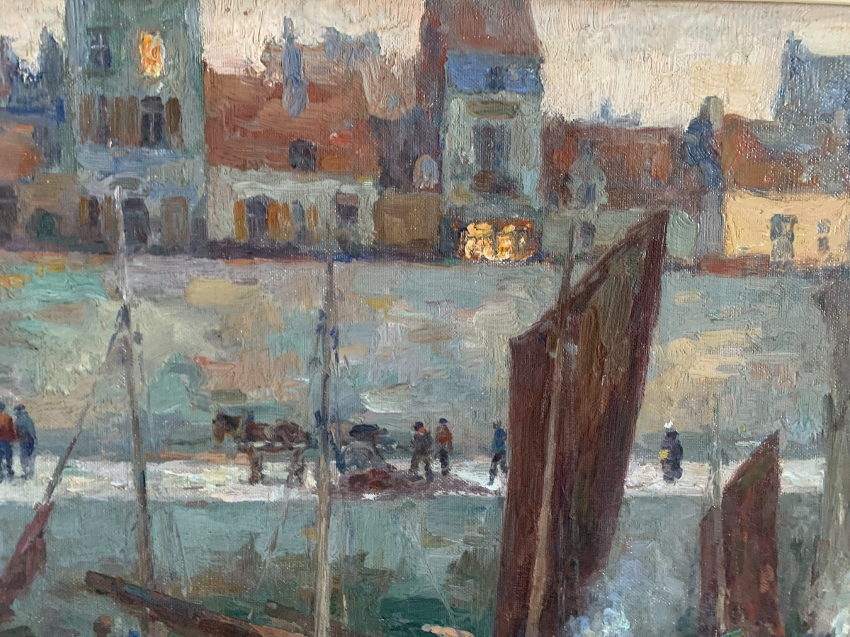 Le port de Calais 1923 par par Oswald Poreau grand format -photo-4