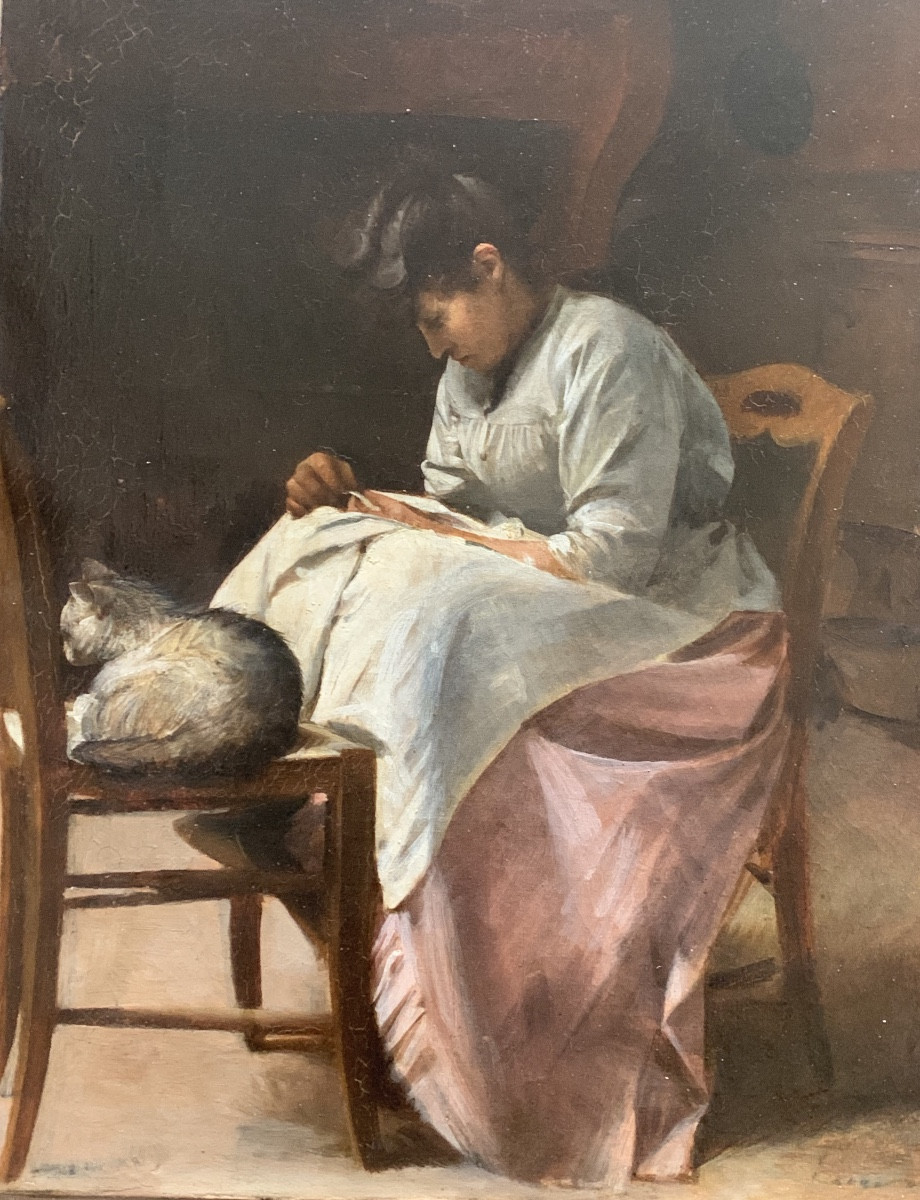 19th-century Schoolgirl Reading 