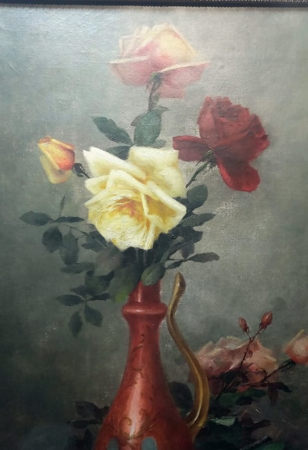 Théodore Ange COQUELIN Nature morte aux roses et aux prunes-photo-2