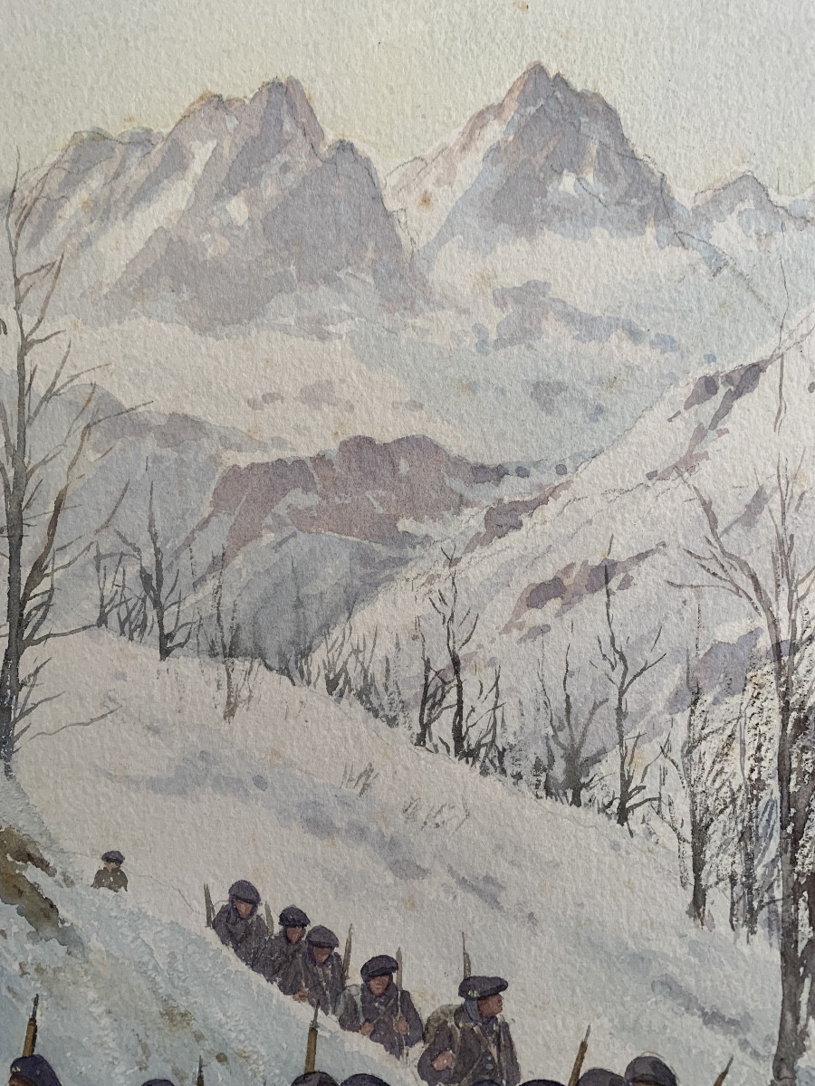 Bernard Rambaud Chasseurs alpins dans un paysage enneigé-photo-4