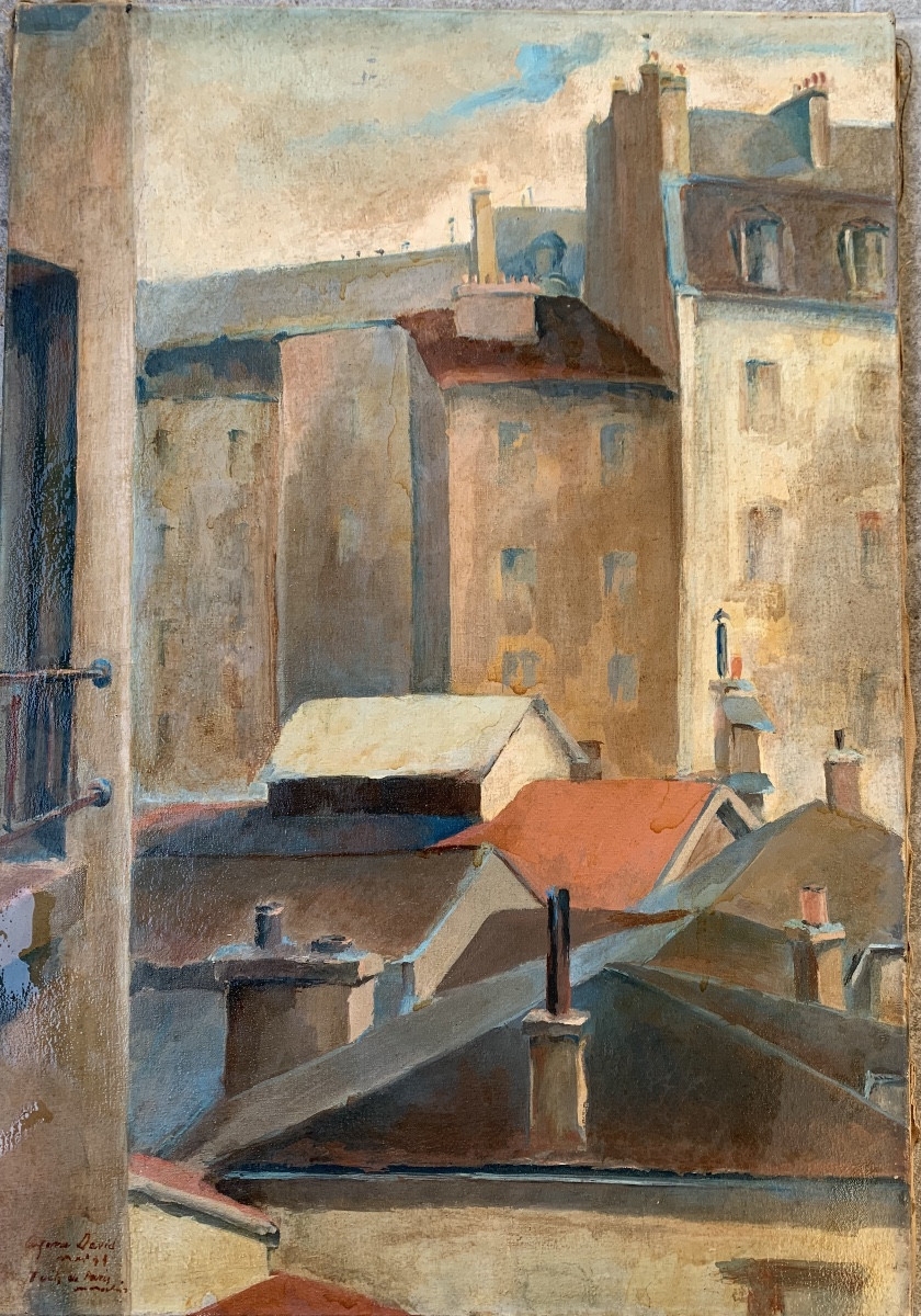 Les toits de Paris par Eugène David peintre Grenoblois 