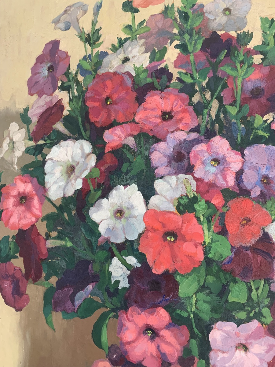 Paul Léon BLÉGER Peintre Alsacien bouquet de primevères grand format -photo-3