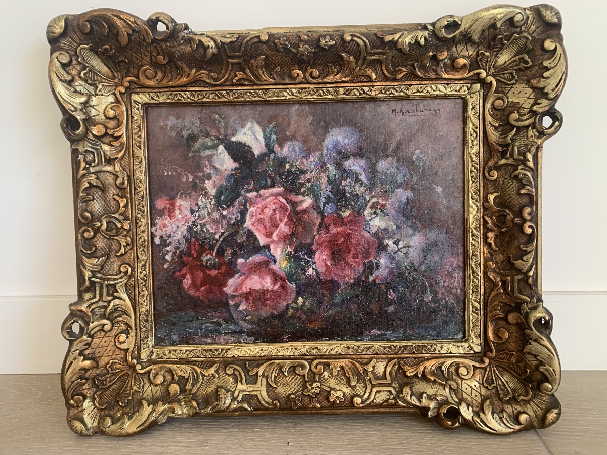 MICHEL KOROCHANSKY (1866-1925) nature morte aux roses et chandons-photo-3
