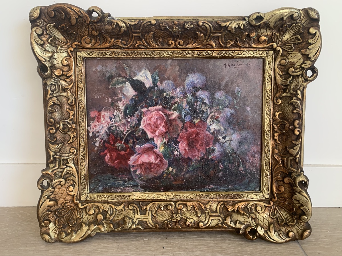 MICHEL KOROCHANSKY (1866-1925) nature morte aux roses et chandons