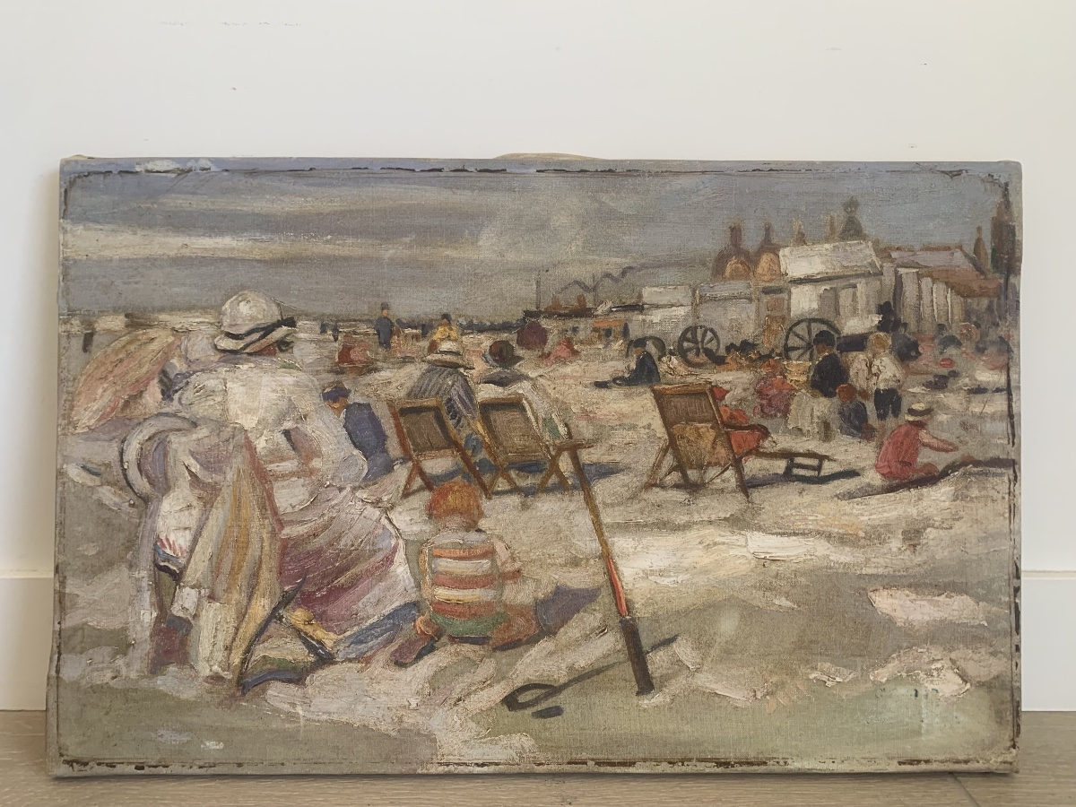 Scène de plage première moitié du XX siècle 