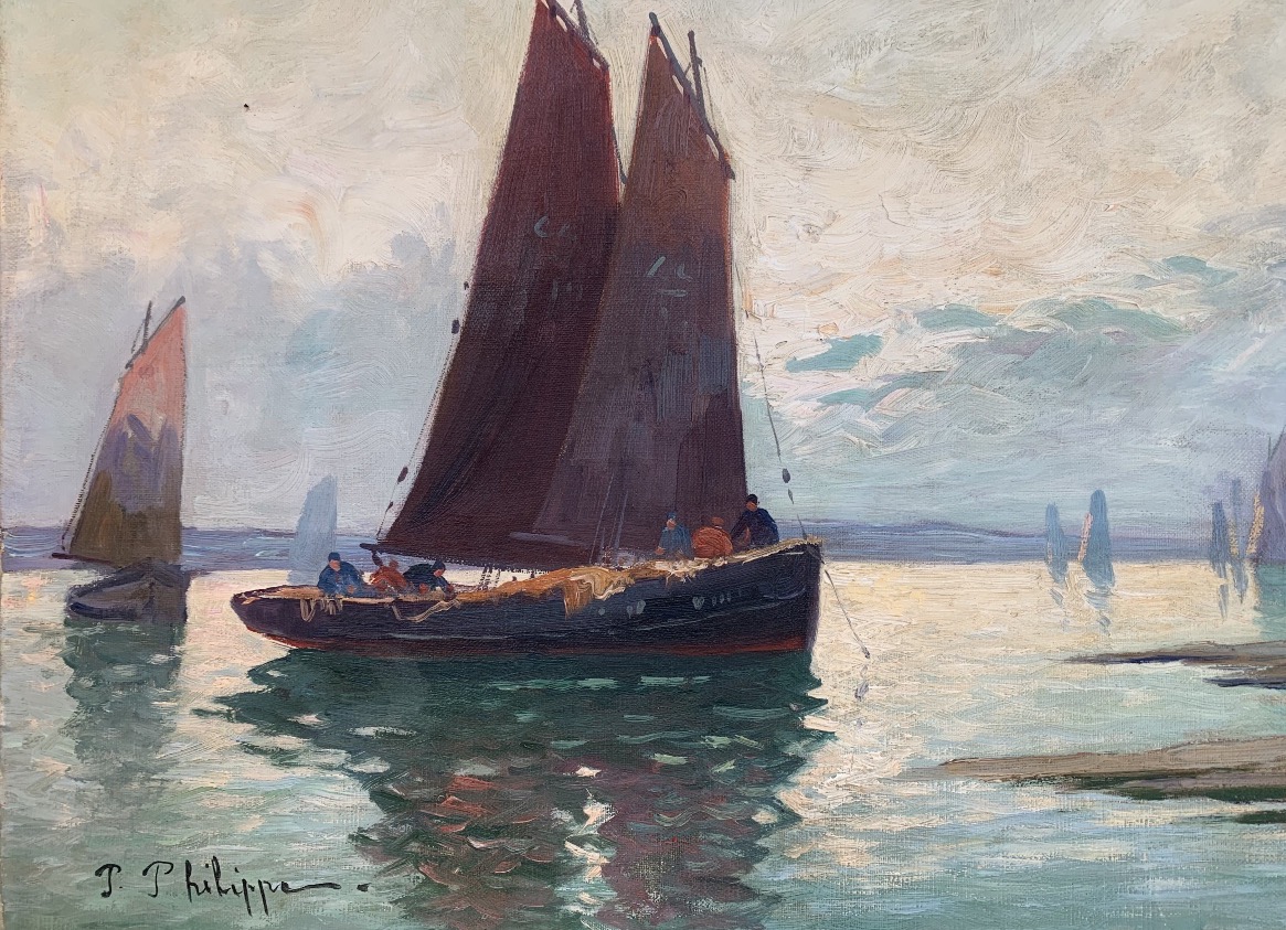 PAUL PHILIPPE 1870-1930 RETOUR DE PÊCHE À CONCARNEAU-photo-4