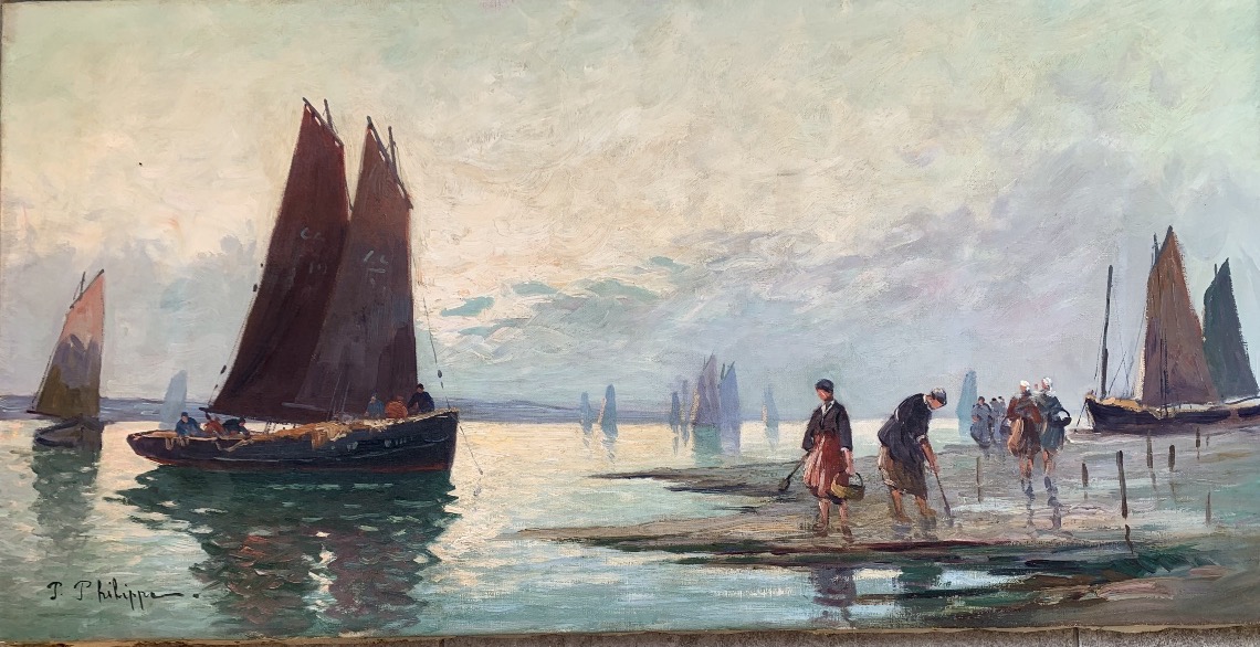 PAUL PHILIPPE 1870-1930 RETOUR DE PÊCHE À CONCARNEAU