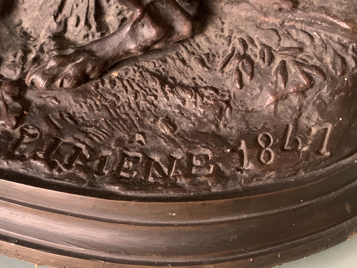  Pierre-Jules MÈNE (Paris, 1810 - 1879) Chasse à la perdrix. Bronze à patine brune Époque XIX s-photo-3