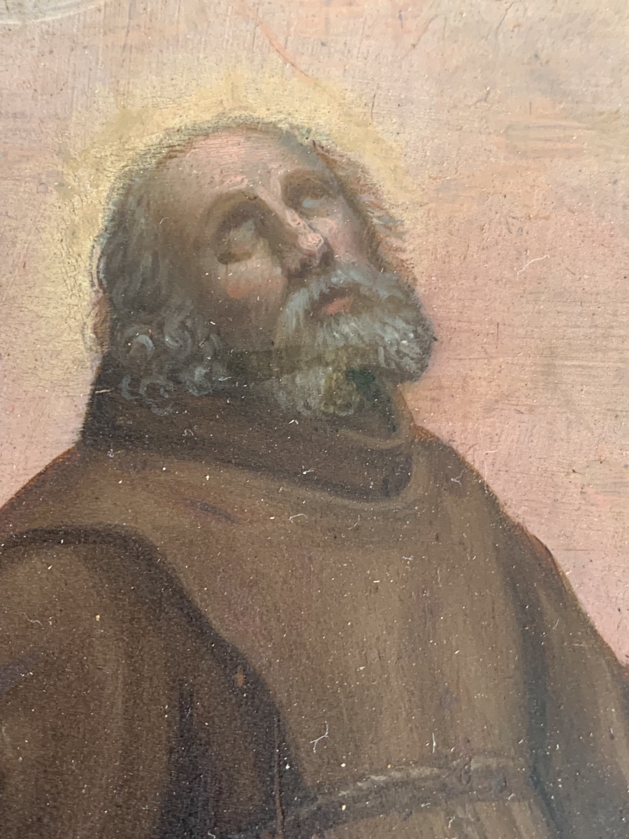 Huile sur cuivre italienne XVIII siècle saint François d’assise -photo-2