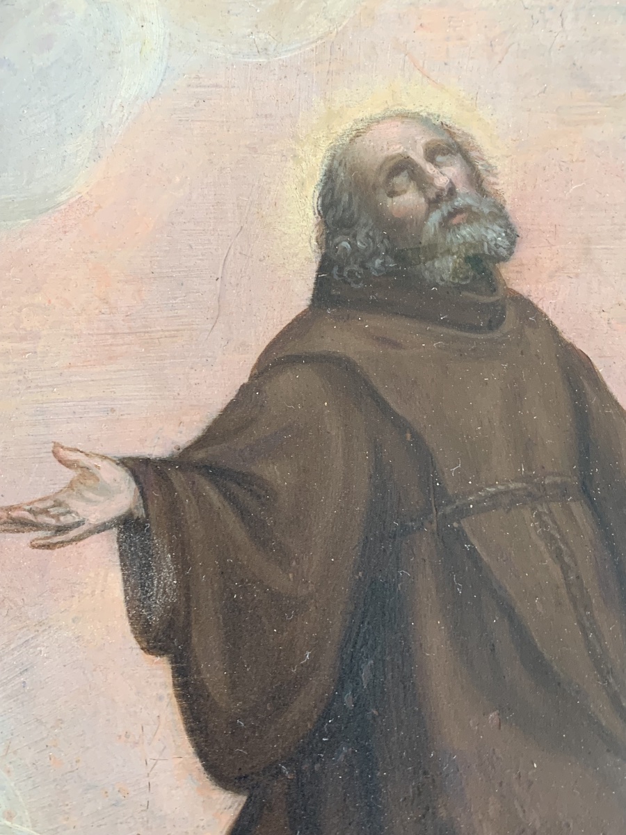 Huile sur cuivre italienne XVIII siècle saint François d’assise -photo-3