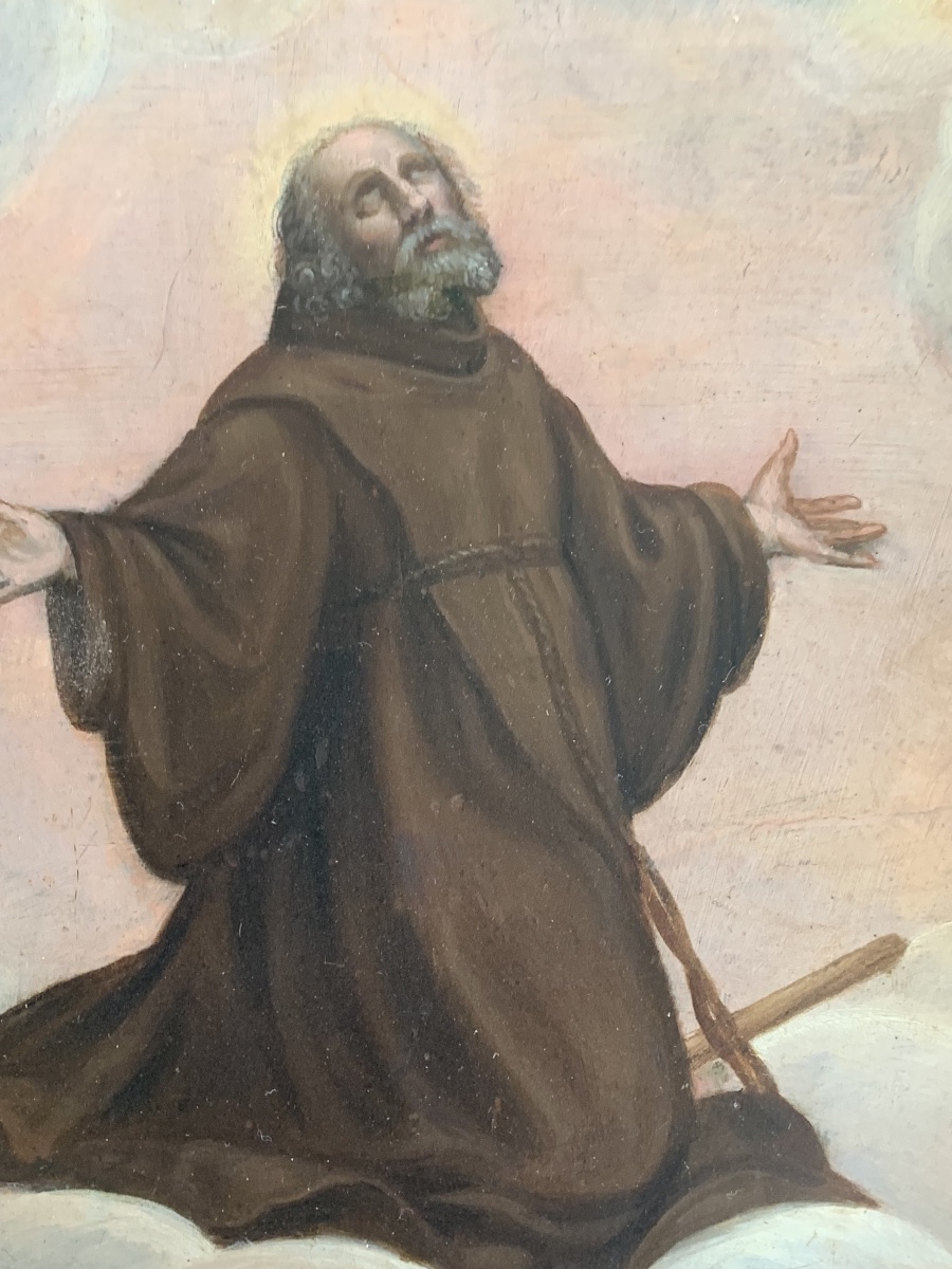 Huile sur cuivre italienne XVIII siècle saint François d’assise -photo-1