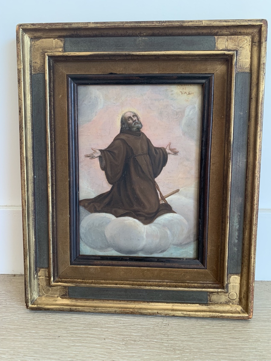 Huile sur cuivre italienne XVIII siècle saint François d’assise 