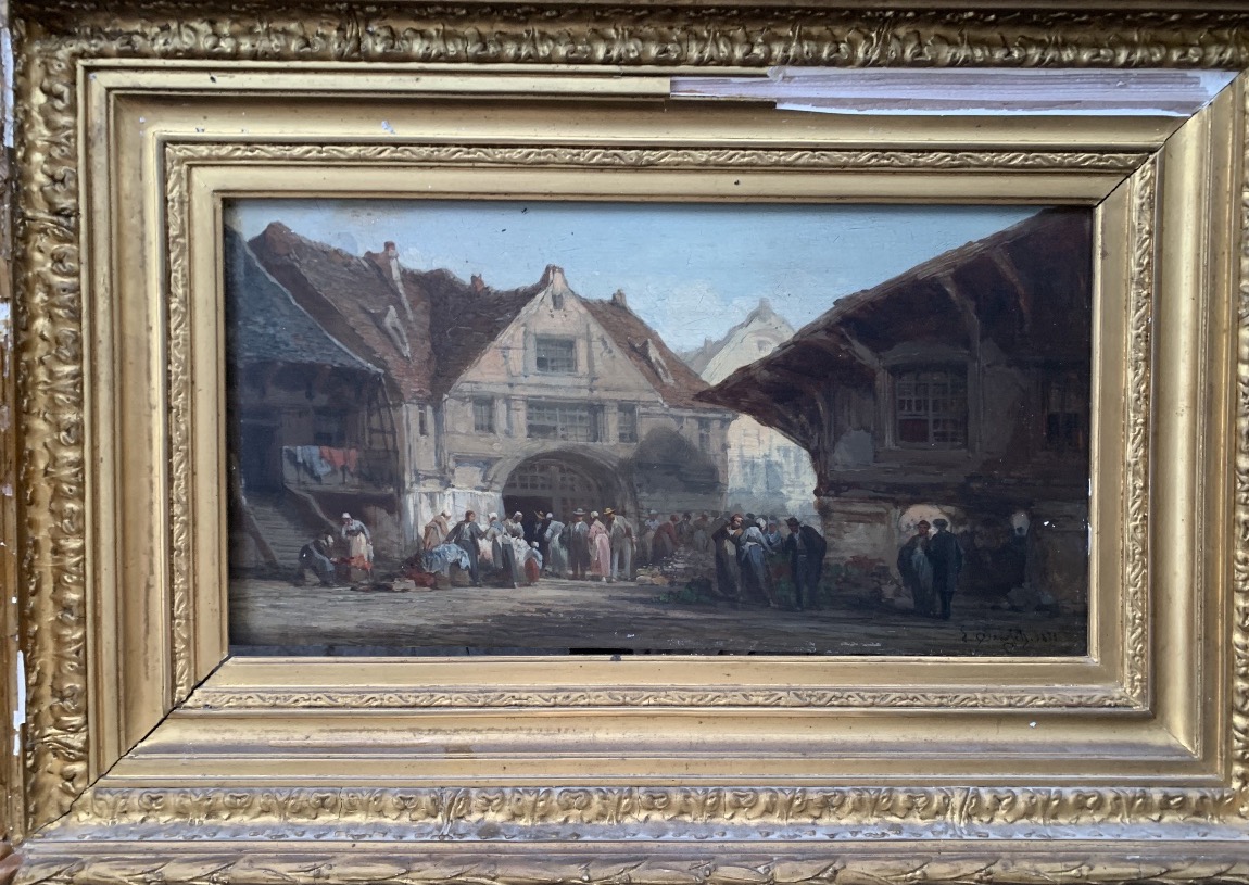 Jour de marché animé en Normandie - Léonard saurfelt (1840-1890).-photo-2