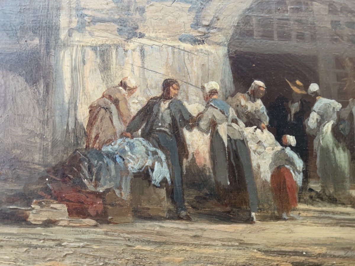 Jour de marché animé en Normandie - Léonard saurfelt (1840-1890).-photo-3