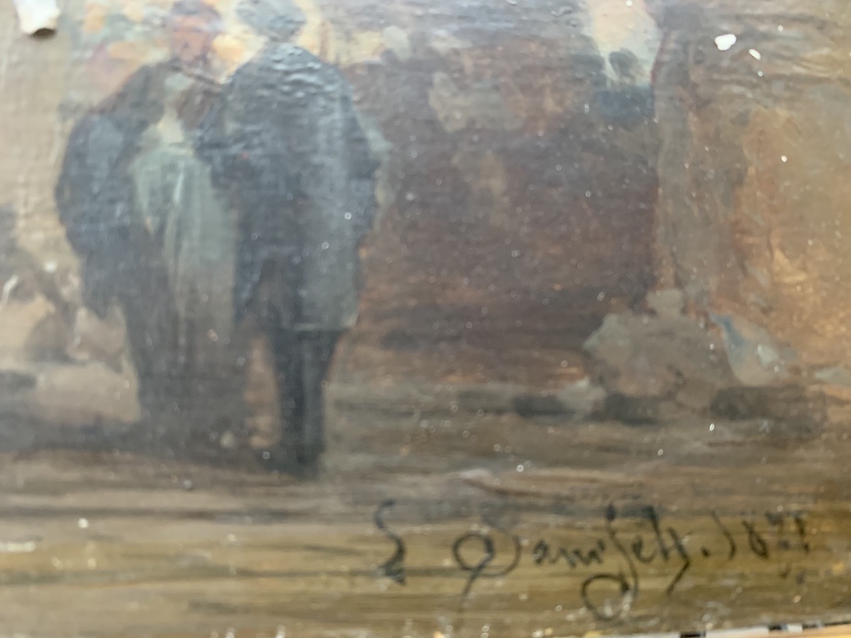 Jour de marché animé en Normandie - Léonard saurfelt (1840-1890).-photo-2