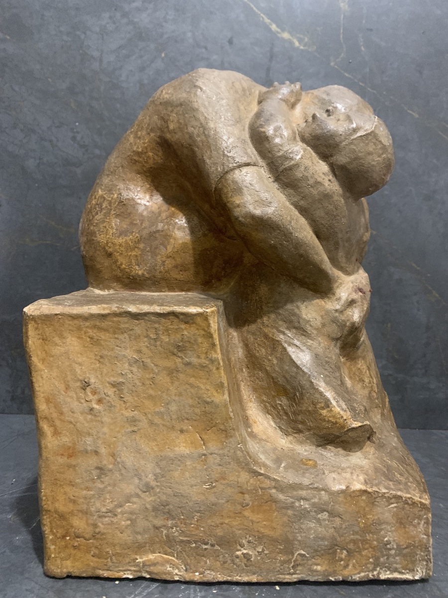 The Original Terracotta Sculpture *l’étreinte* By René Pajot, A Sculptor From Angoulême 