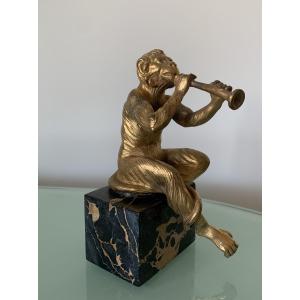 Bronze Monkey With Clarinet 