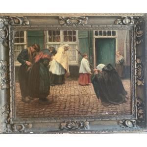 La procession par Georges Hippolyte Dilly peintre lillois 