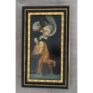 École 19éme Saint Matthieu et l'Ange d’après Le Caravage