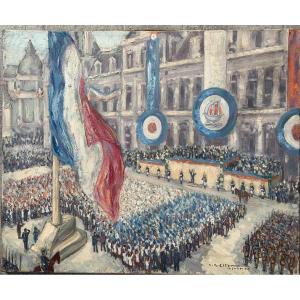 Lucien Eller  peintre marseillais 14 juillet 39 mairie de Paris 