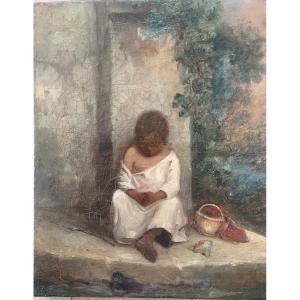 École XIX siècle jeune garçon assoupi 