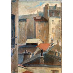 Les toits de Paris par Eugène David peintre Grenoblois 