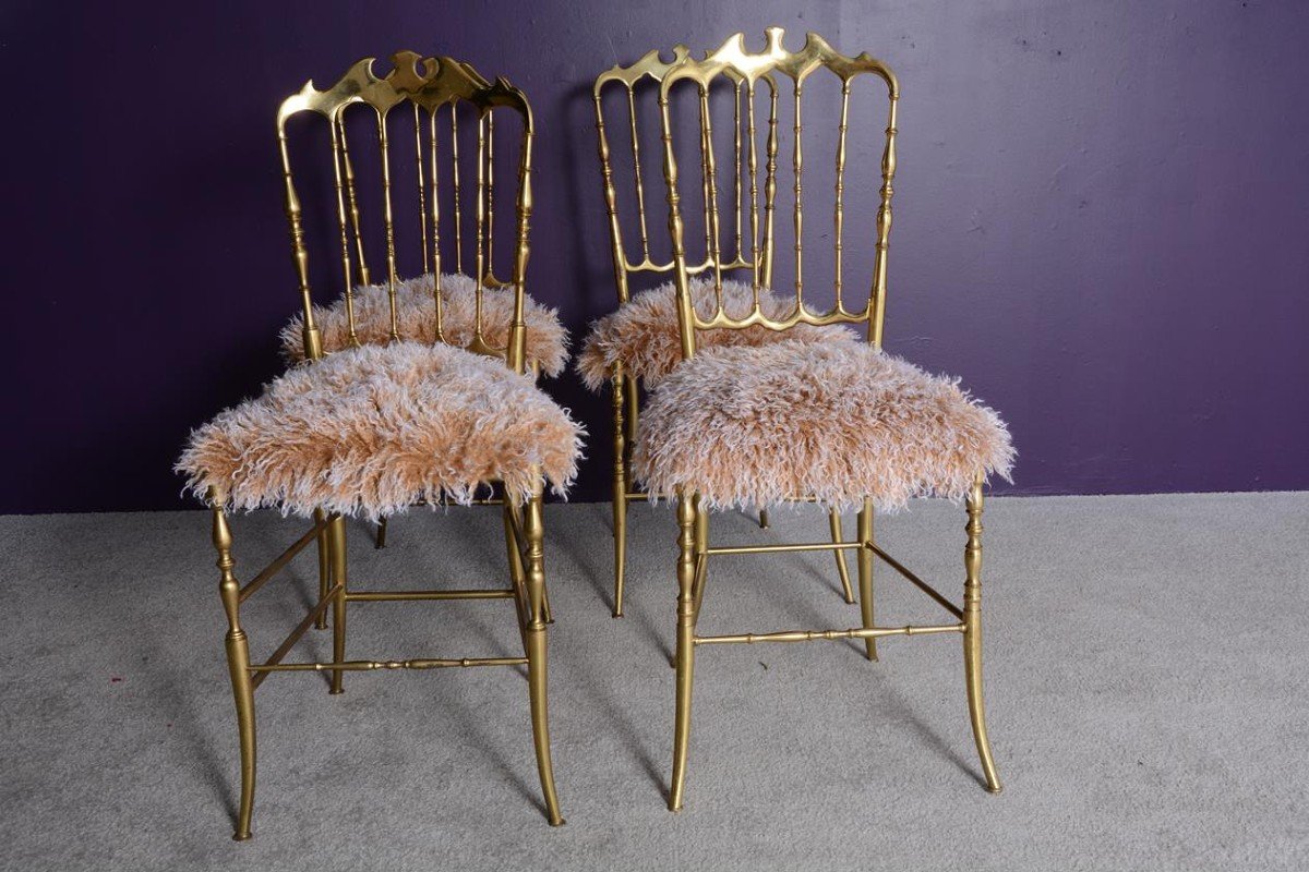 Set Of 4 “chiavari” Chairs By Giuseppe Gaetano Descal Italy Dating From The 80s.-photo-3