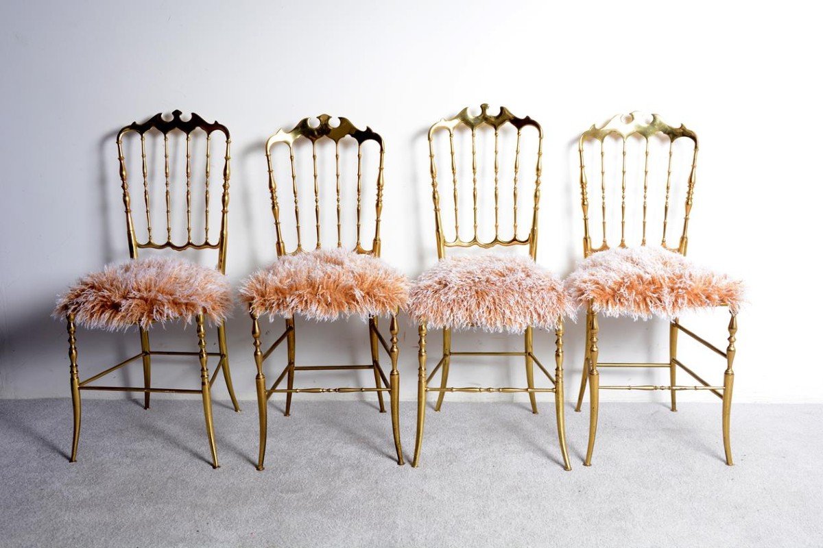 Set Of 4 “chiavari” Chairs By Giuseppe Gaetano Descal Italy Dating From The 80s.