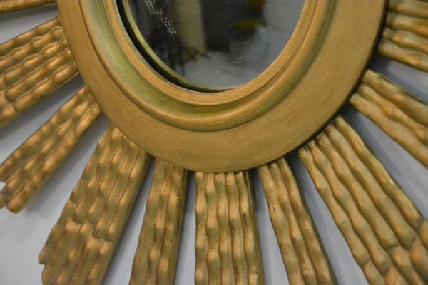 Witch's Eye Mirror Made Of Wood From The 50s-photo-4