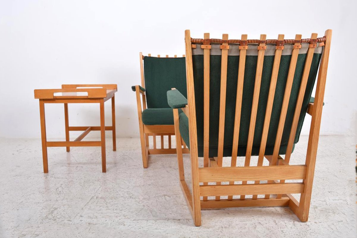 Paire de fauteuils et table de Albert Haberer dans les années 1950,-photo-1