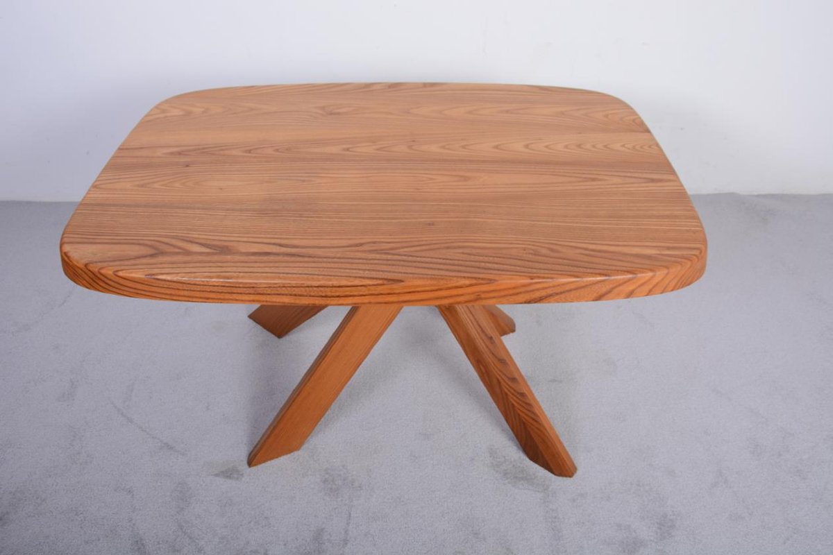 Table vintage Aban T35A en orme massif par Pierre Chapo-photo-4