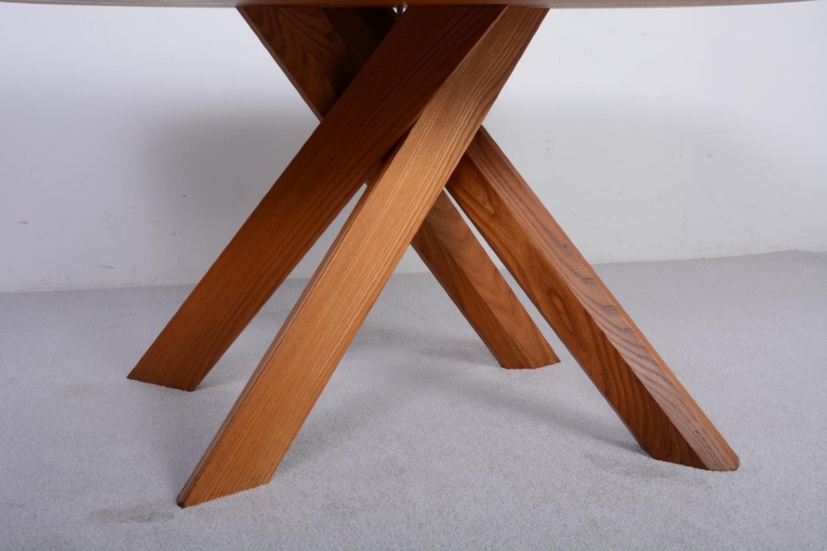 Table vintage Aban T35A en orme massif par Pierre Chapo-photo-3