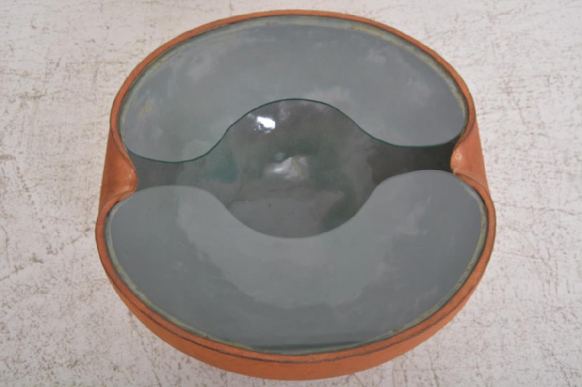 Table basse vintage en céramique et verre par Pierre et Fabienne Bouillon, 1999-photo-2