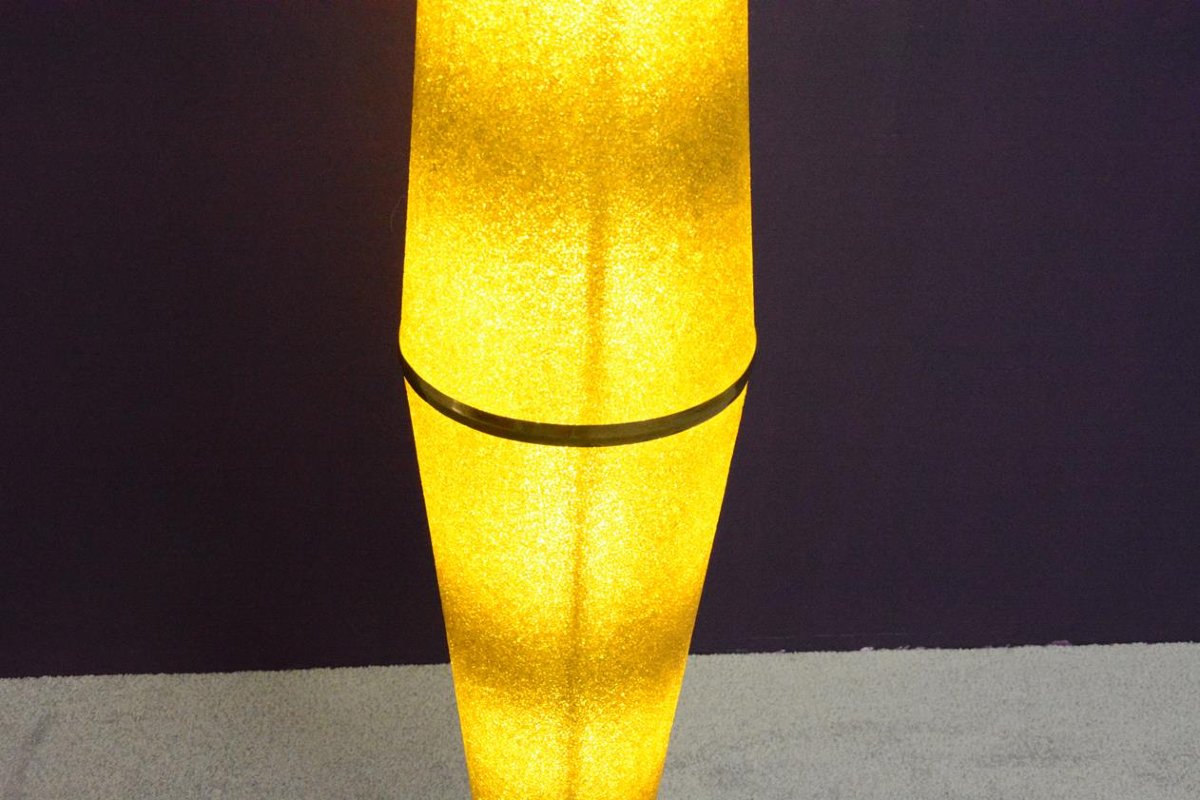 Lampadaire Totem des années 60 en méthacrylate granité jaune-photo-4