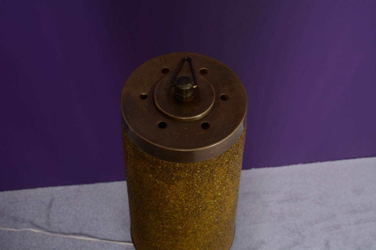 Lampadaire Totem des années 60 en méthacrylate granité jaune-photo-4