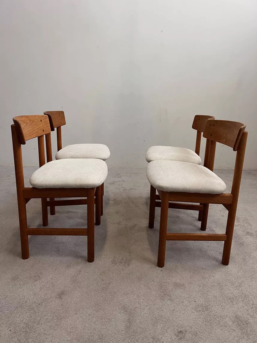 Series Of 4 Danish Chairs By Borge Mogensen For Søborg Møbelfabr-photo-5