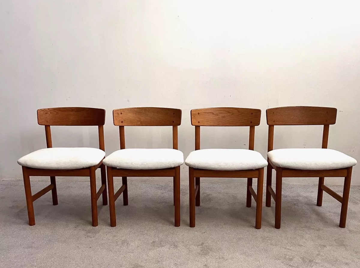 Series Of 4 Danish Chairs By Borge Mogensen For Søborg Møbelfabr